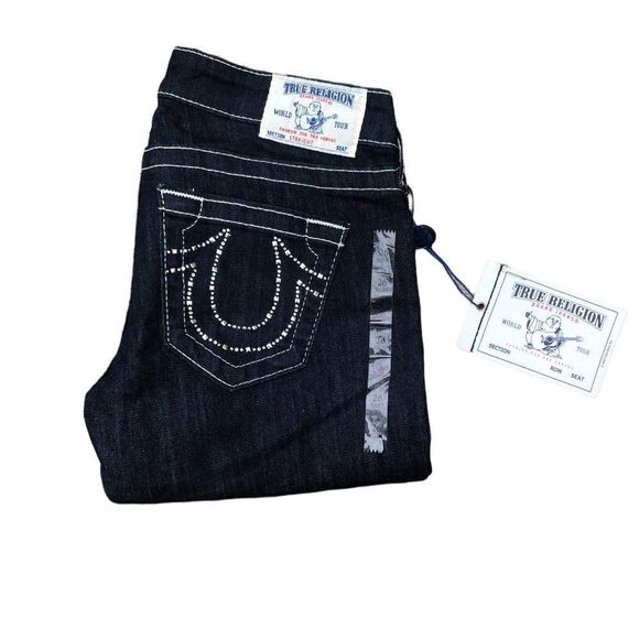 Brand New True Religion Jeans Size 26 STRAIGHT Clear Crystal - Picture 2 of 10